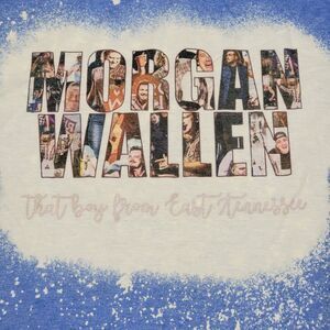 Gildan SS Bleach Dyed Blue Tee Morgan Wallen - Size Large